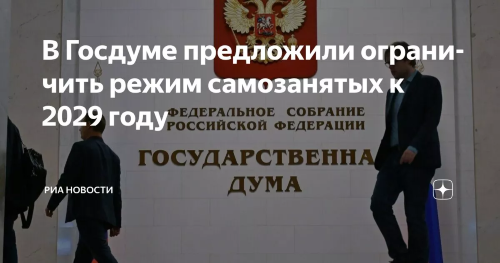 В ГОСДУМЕ ПРЕДЛОЖИЛИ ОГРАНИЧИТЬ РЕЖИМ САМОЗАНЯТЫХ