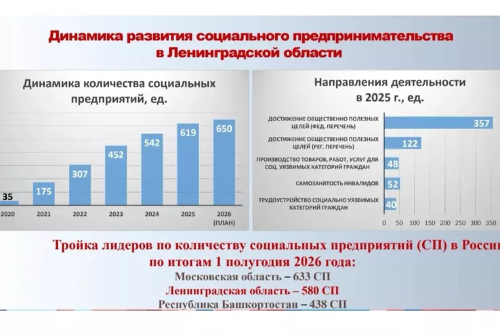 В ЛЕНОБЛАСТИ ЗА 6 ЛЕТ ЧИСЛО СОЦИАЛЬНЫХ ПРЕДПРИНИМАТЕЛЕЙ ВЫРОСЛО В 20 РАЗ
